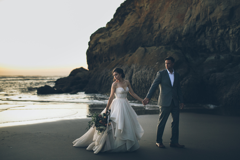 Hug Point Oregon Beach Wedding Sunset Shoot Aniko Photography
