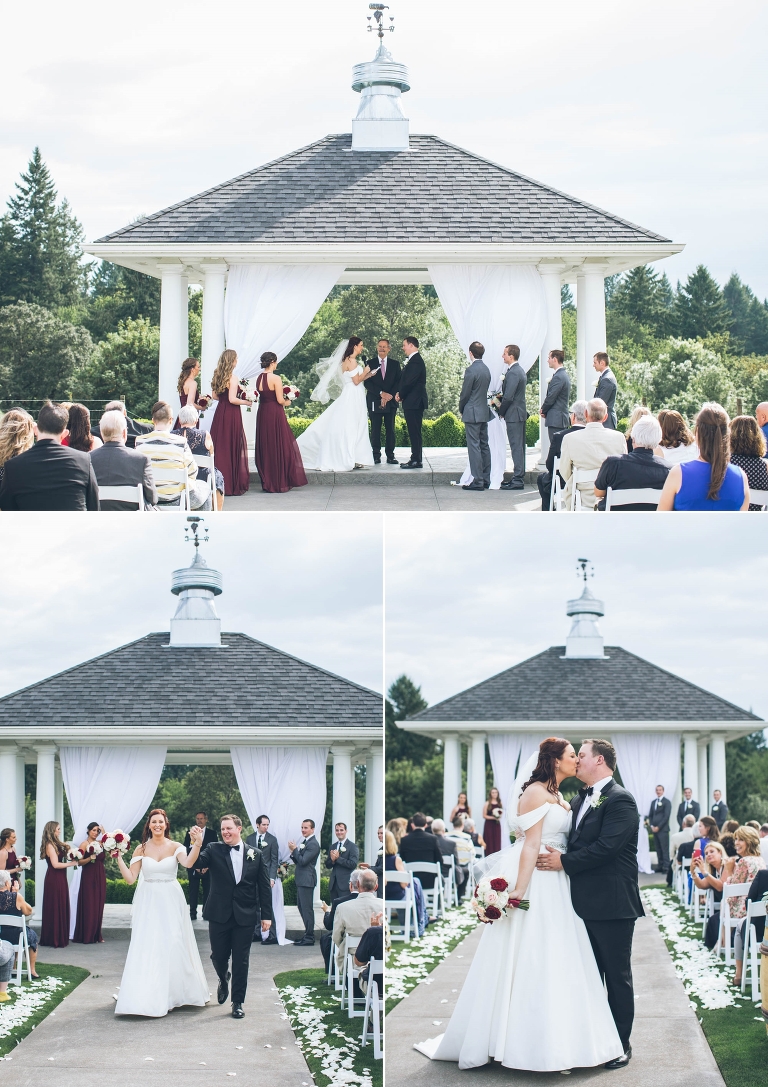 oswego-hills-winery-vineyard-wedding-oregon-portland outdoor ceremony first kiss