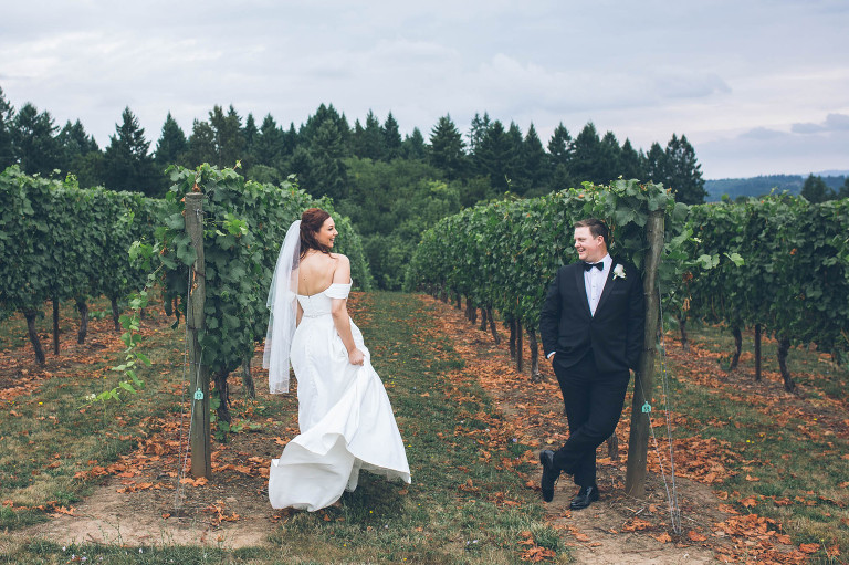 oswego-hills-winery-vineyard-wedding-oregon-portland fun bride and groom best couple