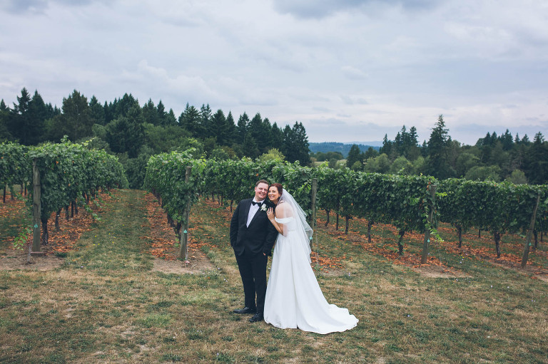 winery wedding in oregon lake oswego bride and groom