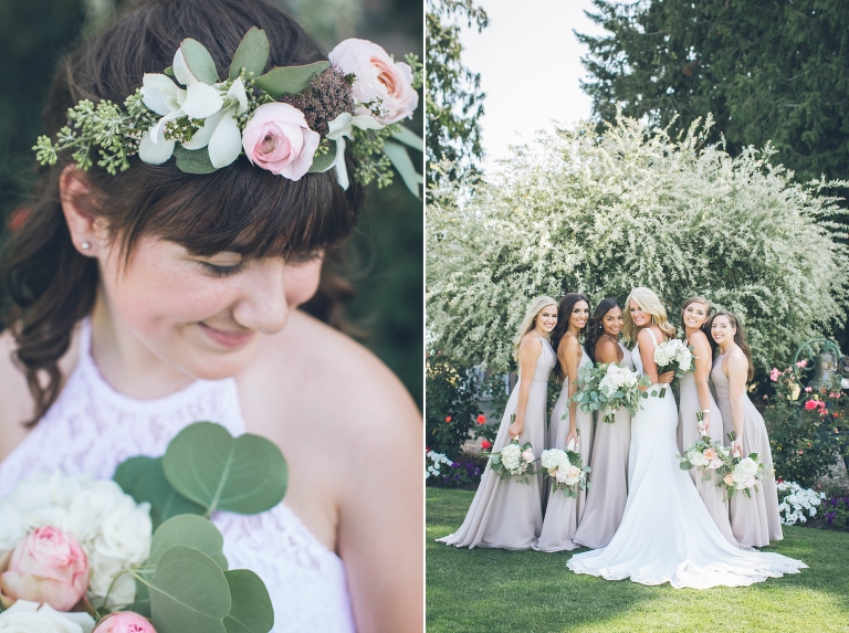flower girl crown bridesmaids with bouquets