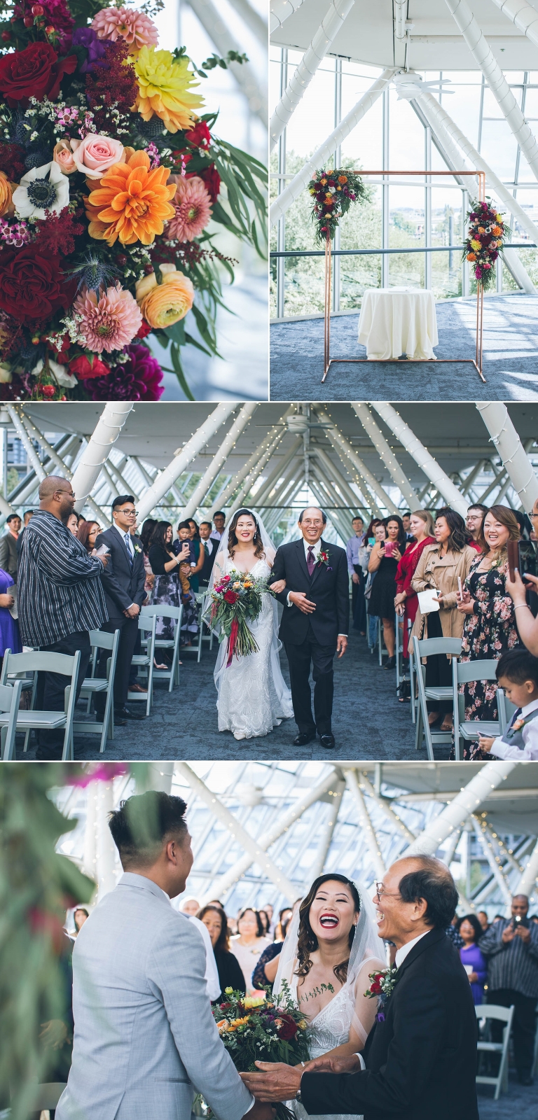 wedding ceremony at the World Trade Center in Portland Oregon downtown atrium