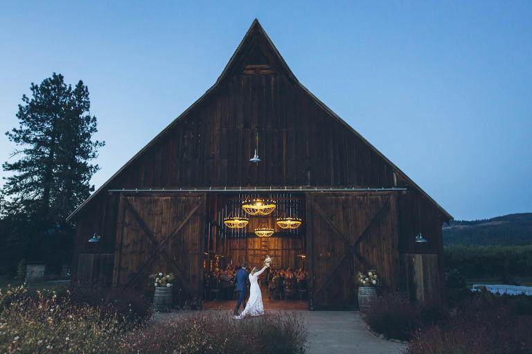 grand entrance at tin roof barn wedding with chandeliers 