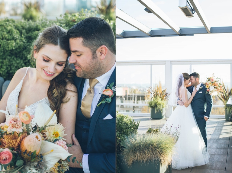 altabira wedding on rooftop patio with view of downtown portland oregon