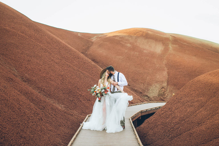 portland bend wedding photography oregon painted hills white dress gown pdx